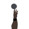 Illustration of arm and hand releasing shot put 