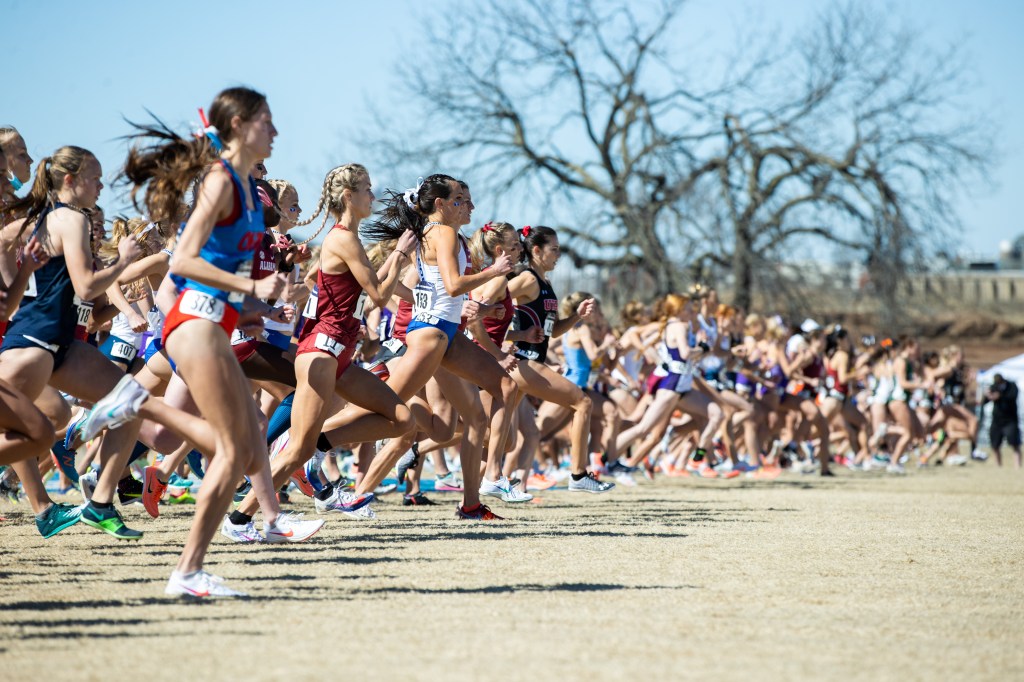 Start of the women's race of NCAA XC Championships March 2021